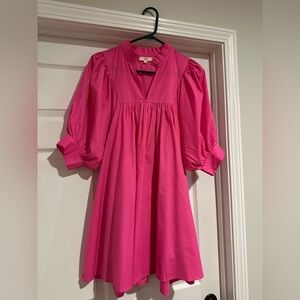 Entro Hot Pink Pleated Collar Dress